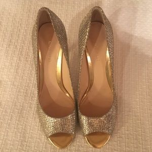 Nine West Glitter Peep Toe Pumps Heels Size 8M